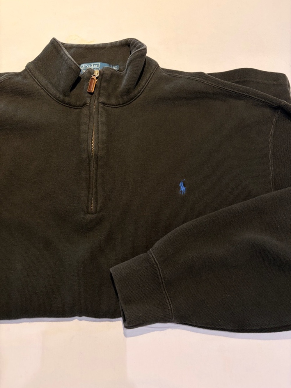 Polo Ralph Lauren Men’s Quarter-Zip Cotton Pullover Blck Sweatshirt Size LT/Tall
